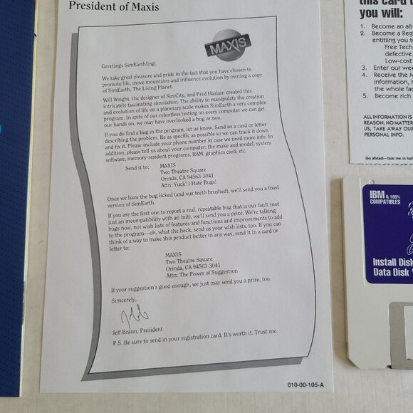 PC Game Maxis Sim Earth The Living Planet IBM PC 1990 Big Box 3.5 & 5.25… - Picture 13 of 16